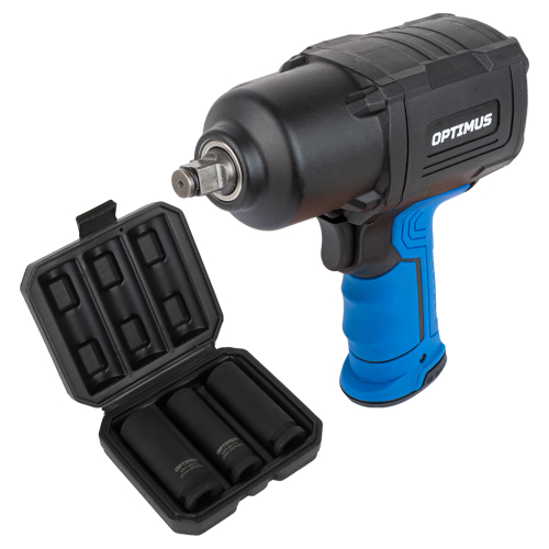 OPT-PW2050L Гайковерт пневматический ударный OPTIMUS 1600 Нм, композитный корпус OPT-PW2050 с наборо