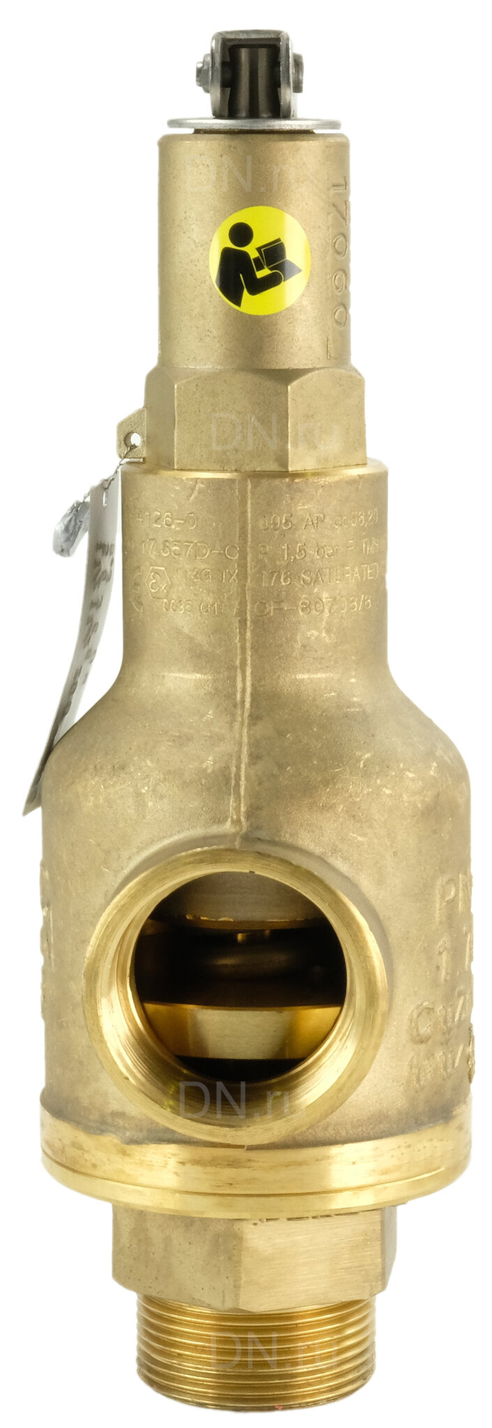 Клапан предохранительный ПРЕГРАН КПП 095 3/4″ Ду20х20 Ру16 латунный пружинный резьбовой угловой