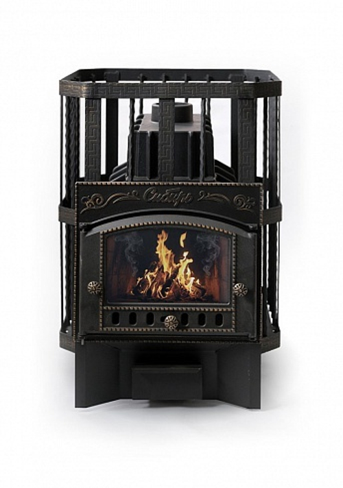 Печь для бани чугунная Сибирь-32 чугунная дверка (со стеклом) сетка