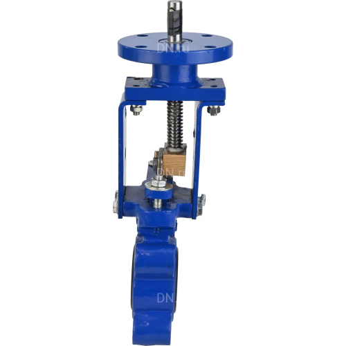 Задвижка шиберная DN.ru GVKN1331N-2W-Fb-ISO Ду150 Ру10 двусторонняя, межфланцевая, шпиндель - невыдвижной, корпус - чугун GGG40, шибер - нержавеющая сталь 304, уплотнение - NBR, с круглым штоком, с ISO-фланцем и голым штоком, WENZ