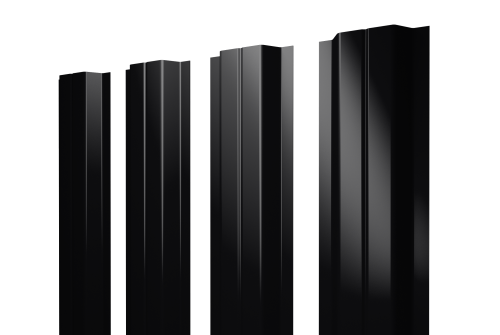 Штакетник П-образный A с прямым резом 0,5 PurLite Matt RAL 9005 черный
