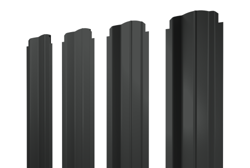 Штакетник П-образный B фигурный 0,5 PurPro Matt 275 RAL 7016 антрацитово-серый