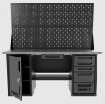 Верстак двухтумбовый дверь/5 ящиков с двумя экранами и ящиком, серый 1800*700 Garopt, GT1800DY1Y5PP2.grey