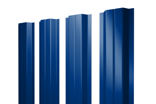 Штакетник П-образный A с прямым резом 0,45 PE RAL 5002 ультрамариново-синий