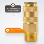 WDK-40SMB Быстроразъемное соединение пневматическое с внешней резьбой 1/2" BSPT, латунь