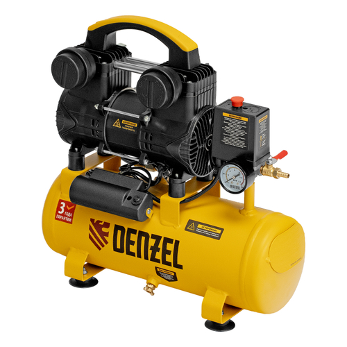 Компрессор безмасл. малошумный DLP-950/10, 950Вт,10 л, 2850 об/мин, 170 л/мин Denzel