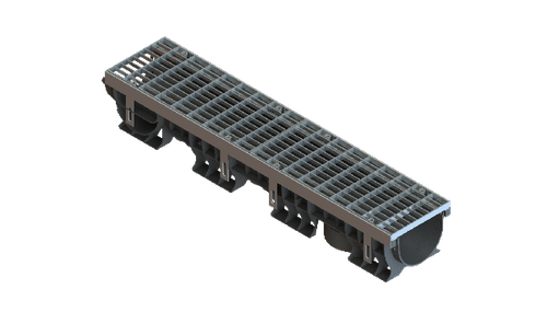 Лоток водоотводный пластиковый PolyMax Drive DN150 h150 с решеткой ячеистой ОС кл.А15 (к-т)