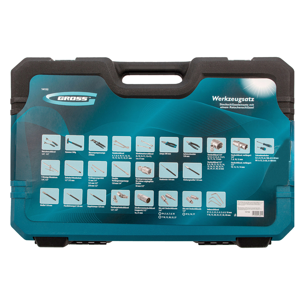 Набор инструментов, 1/4", 1/2", CrV, 120 зубьев, 115 предметов Gross