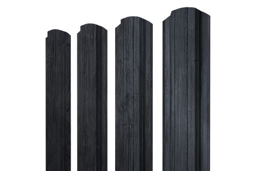 Штакетник Прямоугольный фигурный 0,45 Print Premium Grey Wood TwinColor