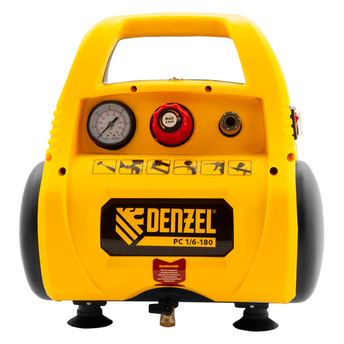 Компрессор воздушный безмасляный РС 1/6-180,1, 1 кВт, 180 л/мин, 6 л Denzel