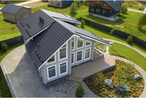 Металлочерепица классик Grand Line 0,5 PurLite Matt RAL 7024 мокрый асфальт