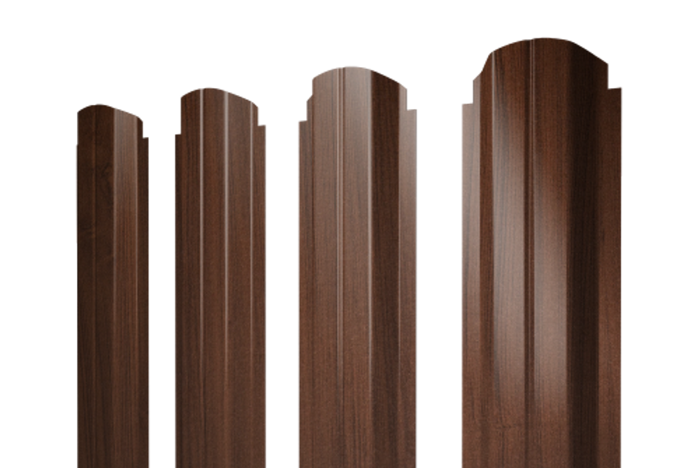 Штакетник П-образный А фигурный 0,45 Print Elite Choco Wood TwinColor