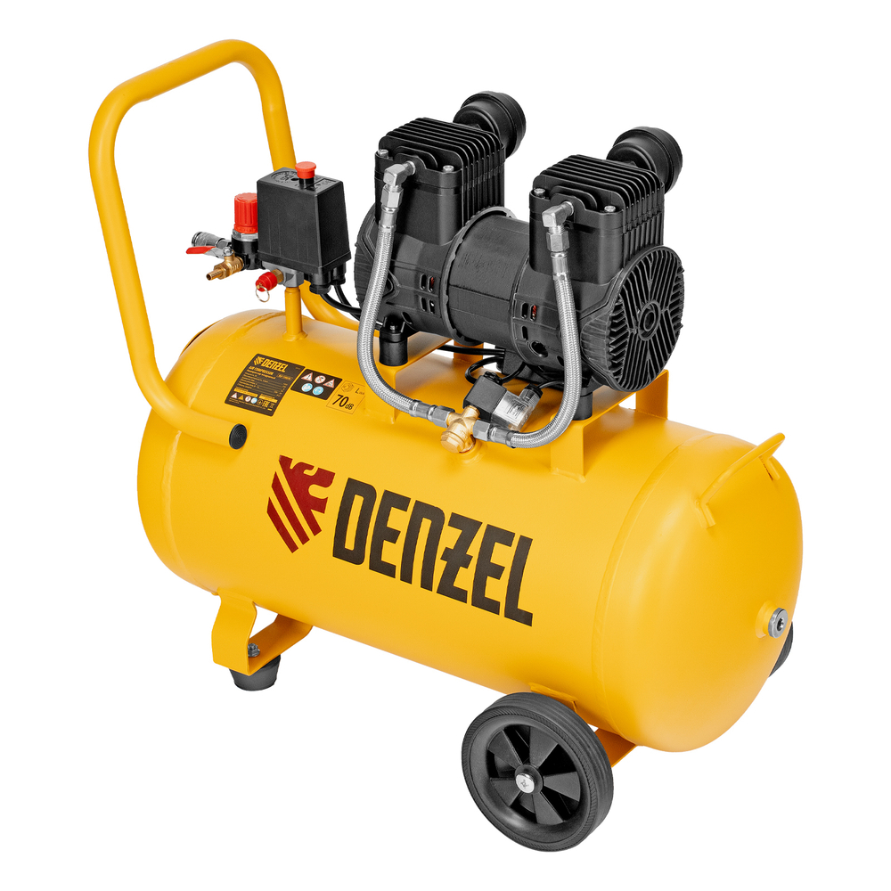 Компрессор безмасл. малошумный DLP-1500/50, 1,5 кВт,50 л, 2850 об/мин, 250 л/мин Denzel