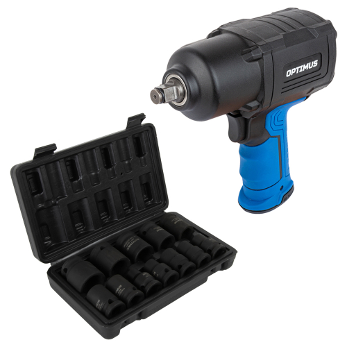 OPT-PW2050SK Гайковерт пневматический ударный OPTIMUS 1600 Нм, композитный корпус OPT-PW2050 с набор
