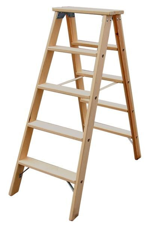 Двусторонняя лестница из дерева, со ступенями, 2 х 6 ступеней