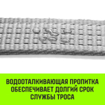 Трос буксировочный HITCH REGULAR, масса авто 2,5т, разрывная 7,5т, 5,0м, лента 50мм, крюк-крюк