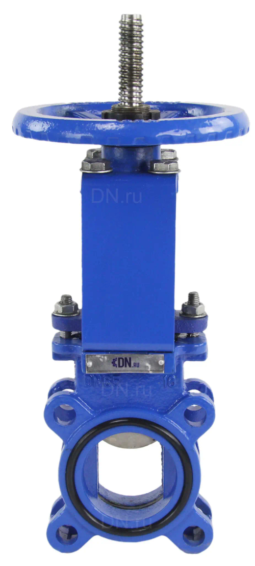 Задвижка шиберная DN.ru GVKR1331E-2W-Fb-S Ду80 Ру10 двусторонняя, межфланцевая, шпиндель - выдвижной, корпус - чугун GGG40, шибер - нержавеющая сталь 304, уплотнение - EPDM, управление - штурвал, WENZ
