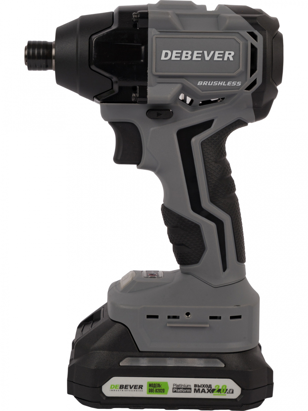 DBE-7462CKIT Винтоверт аккумуляторный DeBever бесщеточный, ударный, шестигранник 1/4", 3 скорости, 200Nm, 20B, 2 Ач в наборе с аккумулятором и зарядным устройством