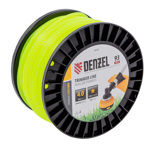 Леска для триммера звезда, 4,0мм х 93м, на DIN катушке FLEX CORD// Denzel