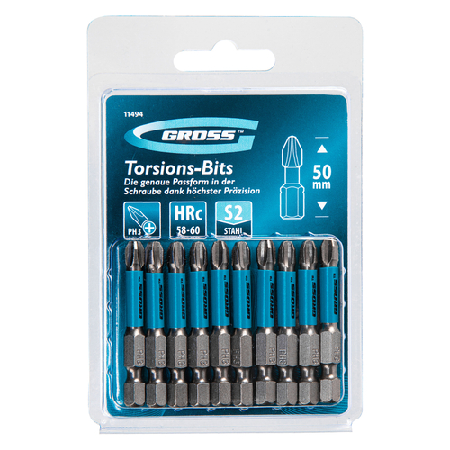 Бита торсионная PH3 x 50 мм, для ударных шуруповертов, 10 шт. Gross