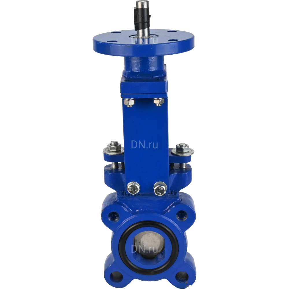 Задвижка шиберная DN.ru GVKN1331N-2W-Fb-ISO Ду150 Ру10 двусторонняя, межфланцевая, шпиндель - невыдвижной, корпус - чугун GGG40, шибер - нержавеющая сталь 304, уплотнение - NBR, с круглым штоком, с ISO-фланцем и голым штоком, WENZ