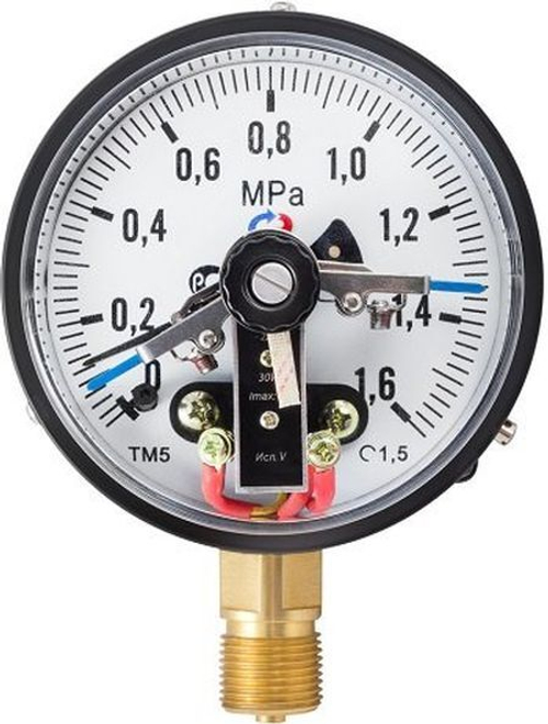 Мановакуумметр РОСМА ТМВ-51GР.G6 (-G.1-G.5МПа) М2Gх1.5 1.5 IP54 общетехнический 1GGмм, тип - ТМВ-51GР, радиальное присоединение, электроконтактная приставка тип VI, с DIN-разъемом, -G.1-G.5МПа, резьба М2Gх1.5, класс точности 1.5