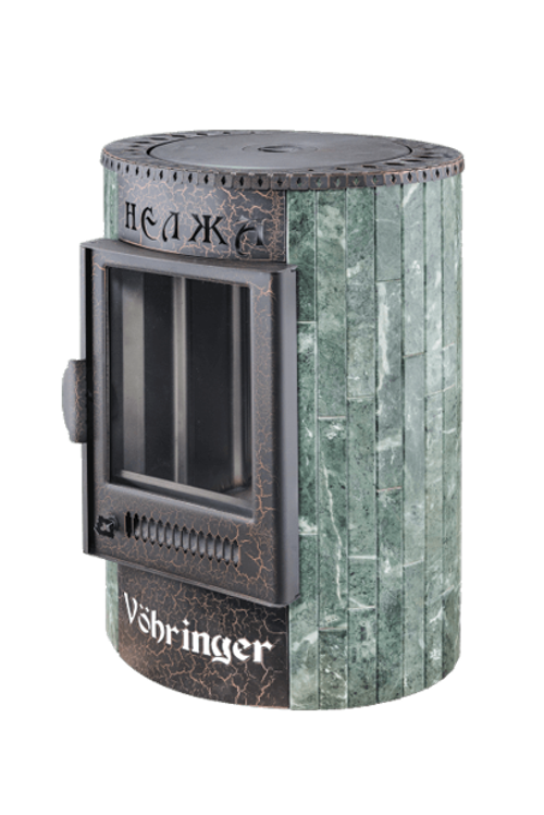 Отопительно-варочная печь "Нелжа" в каменной облицовке