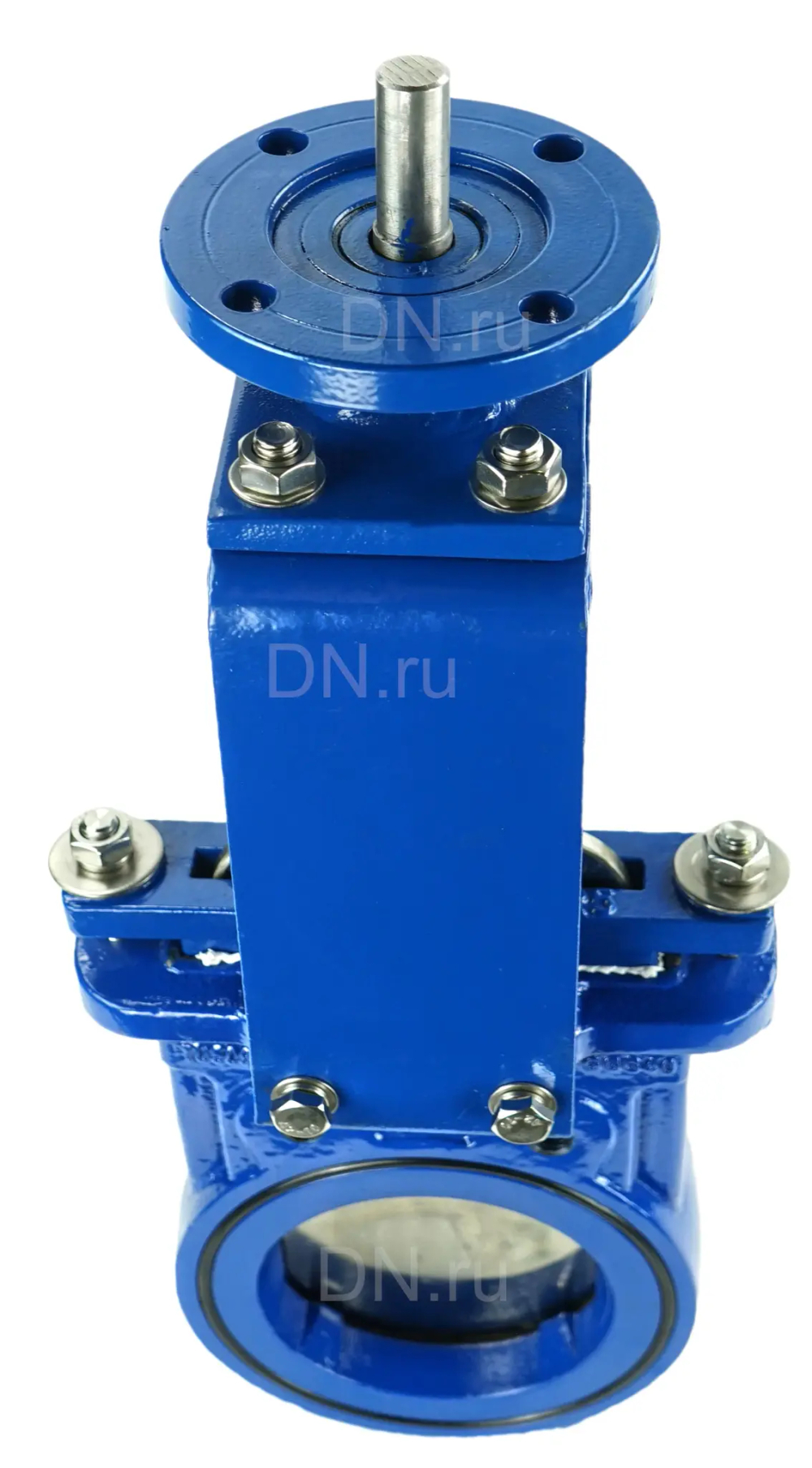 Задвижка шиберная DN.ru GVKN1331N-2W-Fb-ISO Ду125 Ру10 двусторонняя, межфланцевая, шпиндель - невыдвижной, корпус - чугун GGG40, шибер - нержавеющая сталь 304, уплотнение - NBR, с ISO-фланцем и голым штоком, круглый шток 18, F10