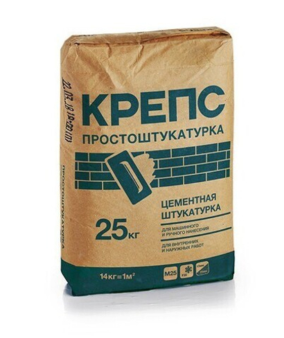 Штукатурка цементная КРЕПС Простоштукатурка для внутренних и наружных работ 25 кг, шт