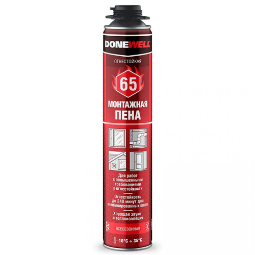 Пена монтажная профессиональная Donewell 65 огнестойкая всесезонная 1000 мл, шт