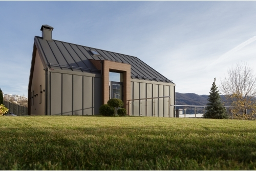 Фальц двойной стоячий Grand Line 0,45 Drap с пленкой на замках RAL 7024 мокрый асфальт