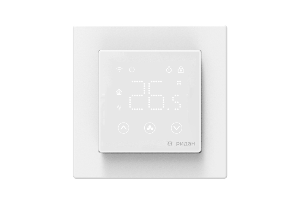 21RT0108R — Ридан Clever терморегулятор с Wi-Fi белый, IP 20, размеры 86 x 86 x 44,5 мм, диапазон регулирования температуры 5...40 °С
