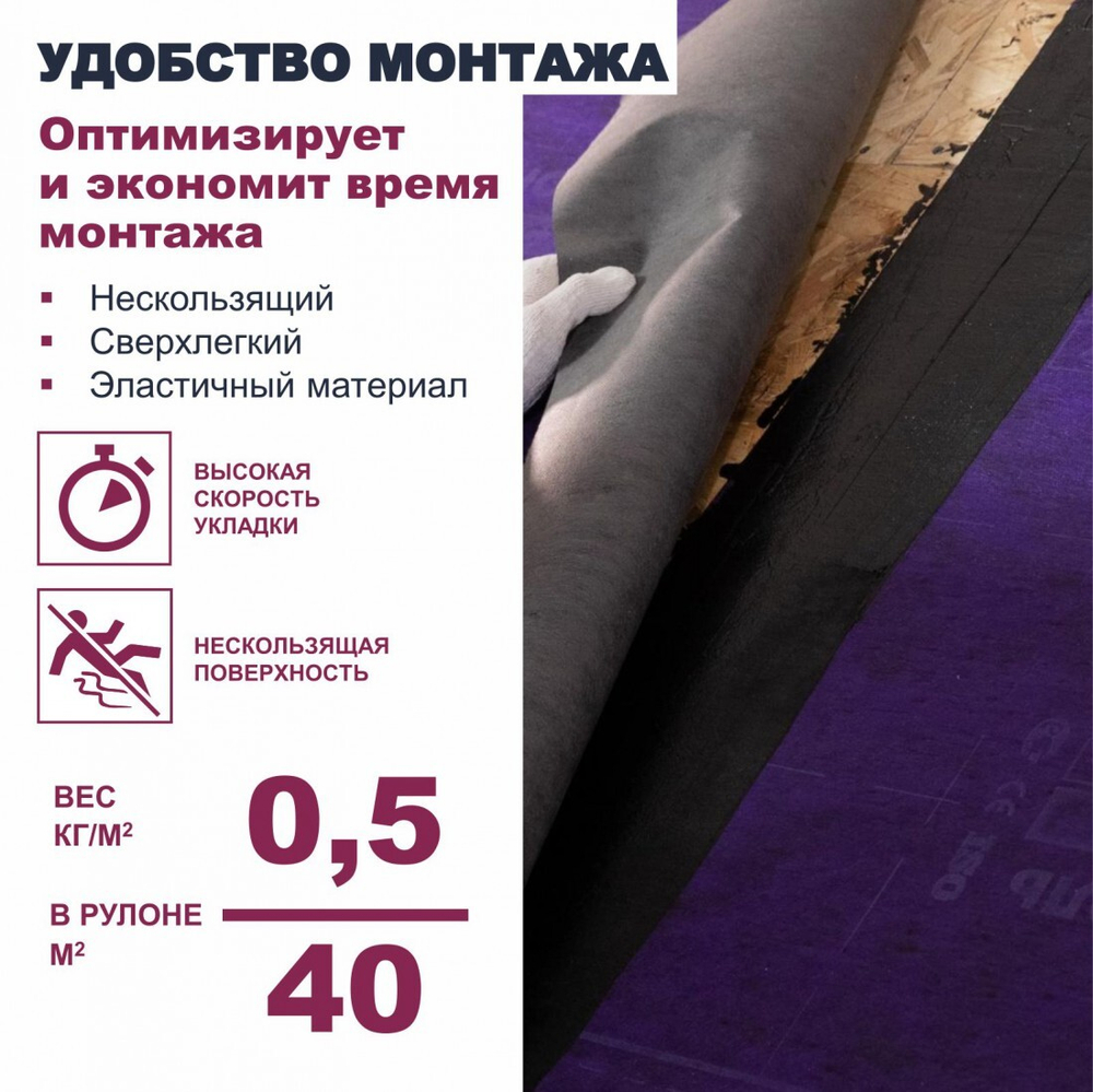 Подкладочный ковер ТехноНиколь ANDEREP PROF полиэфирная основа 40 м2/рул, рул