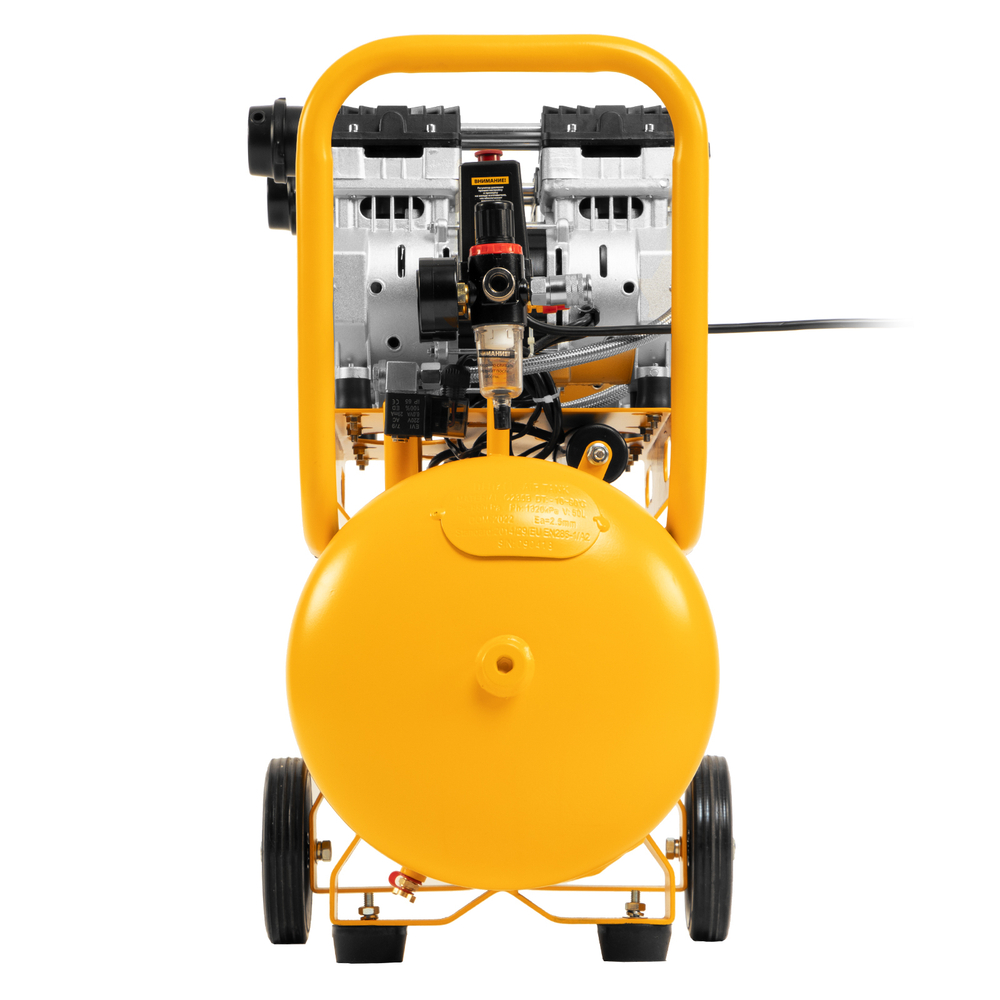 Компрессор безмасляный, малошумный DLS 1500/50, 1500 ВТ, 2x750, 50 л, 260 л/мин Denzel