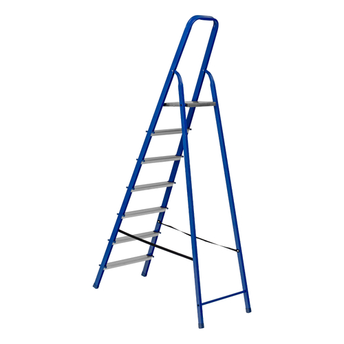 Стремянка, 7 ступеней, стальной профиль, алюминиевые ступени Россия Сибртех