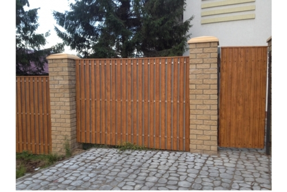 Штакетник М-образный А с прямым резом 0,45 Print-Double Elite Golden Wood