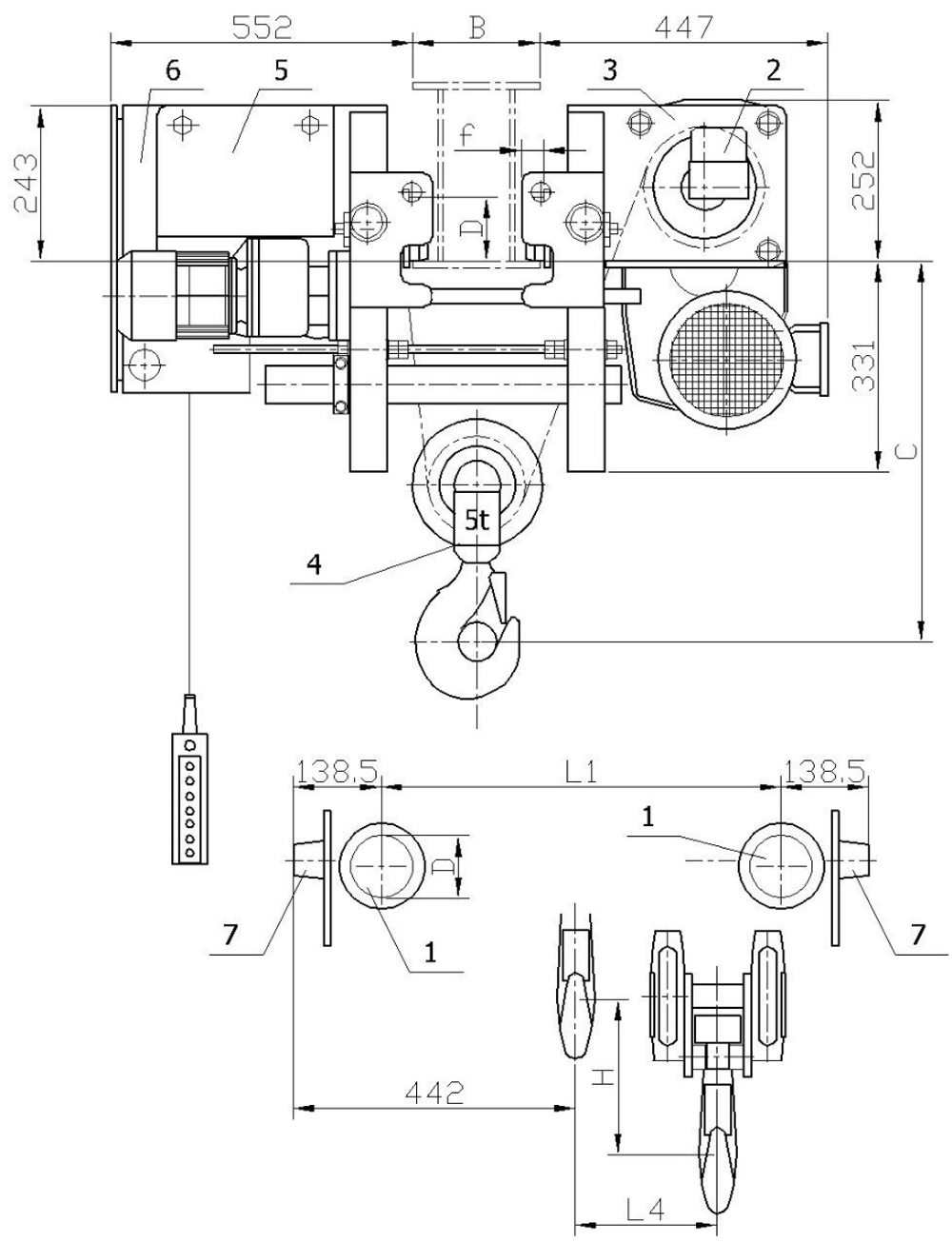 Таль электрическая канатная SH 50 H 6 УСВ 5,0т 6м Euro-lift