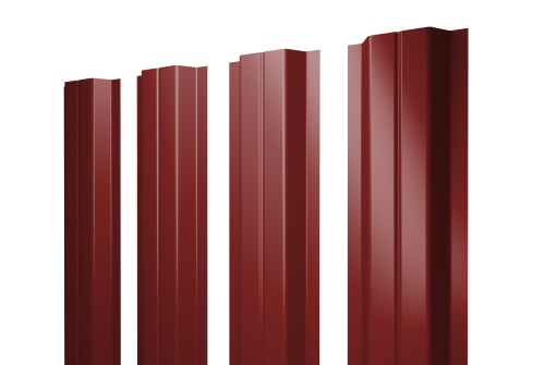 Штакетник П-образный A с прямым резом 0,45 PE RAL 3011 коричнево-красный