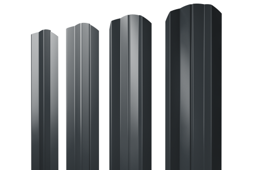 Штакетник М-образный А фигурный 0,5 Velur X RAL 7016 антрацитово-серый