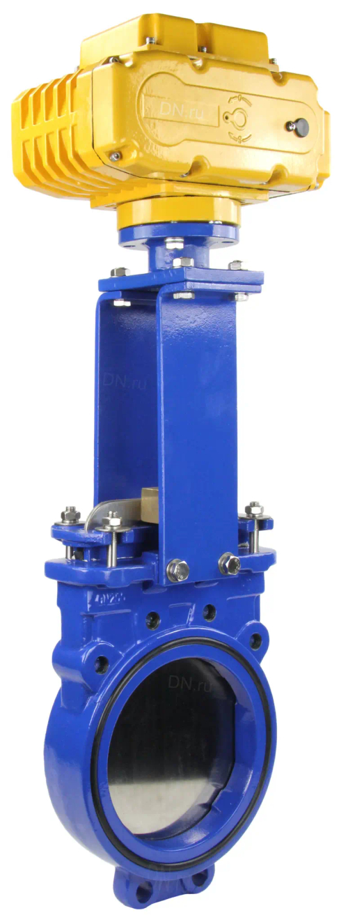 Задвижка шиберная ножевая DN.ru GVKN1331N-2W-Fb-ISO Ду200 Ру16 межфланцевая, с невыдвижным шпинделем, корпус - чугун GGG-40, уплотнение - NBR, с электроприводом DN.ru MT-N-020EM-О1-380AC-У1 380В