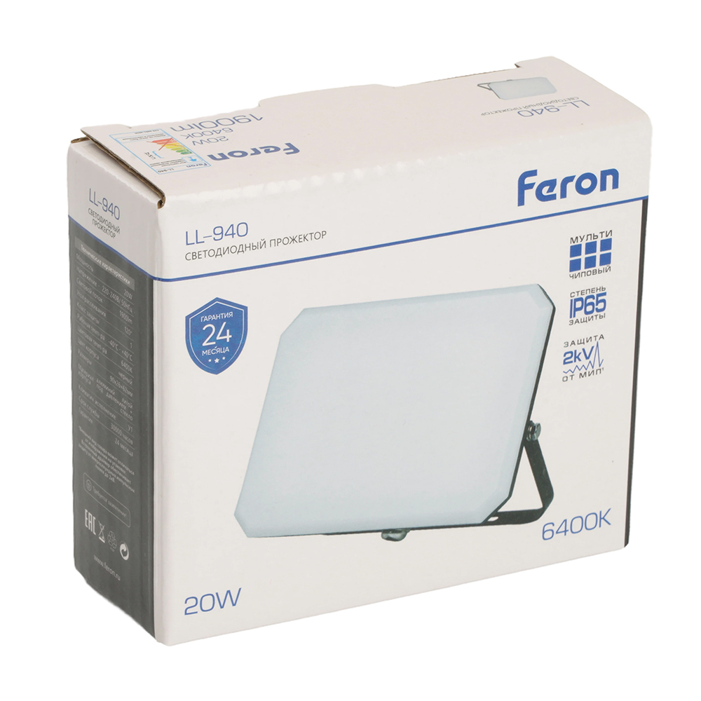 Светодиодный прожектор Feron LL-940 IP65 20W 6400K 51043