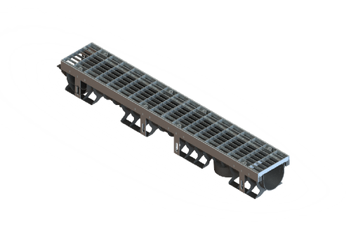 Лоток водоотводный PolyMax Drive DN100 h120 пластиковый с решеткой ячеистой ОС кл.А (комплект)