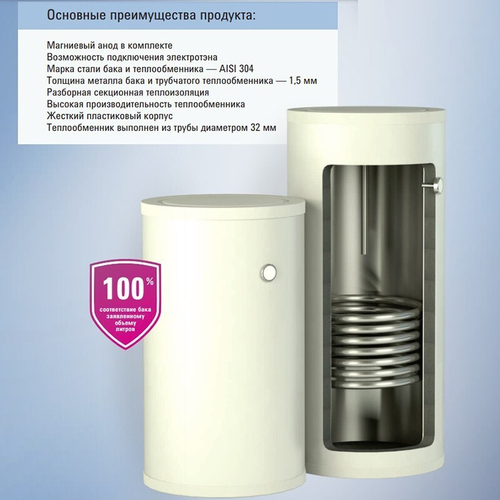 Бойлер косвенного нагрева RISPA RBW 200 R (правое подключение)