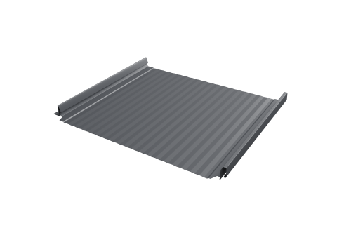 Кликфальц Pro Gofr Grand Line 0,5 GreenCoat Pural BT, matt с пленкой на замках RR 23 темно-серый (RAL 7024 мокрый асфальт)