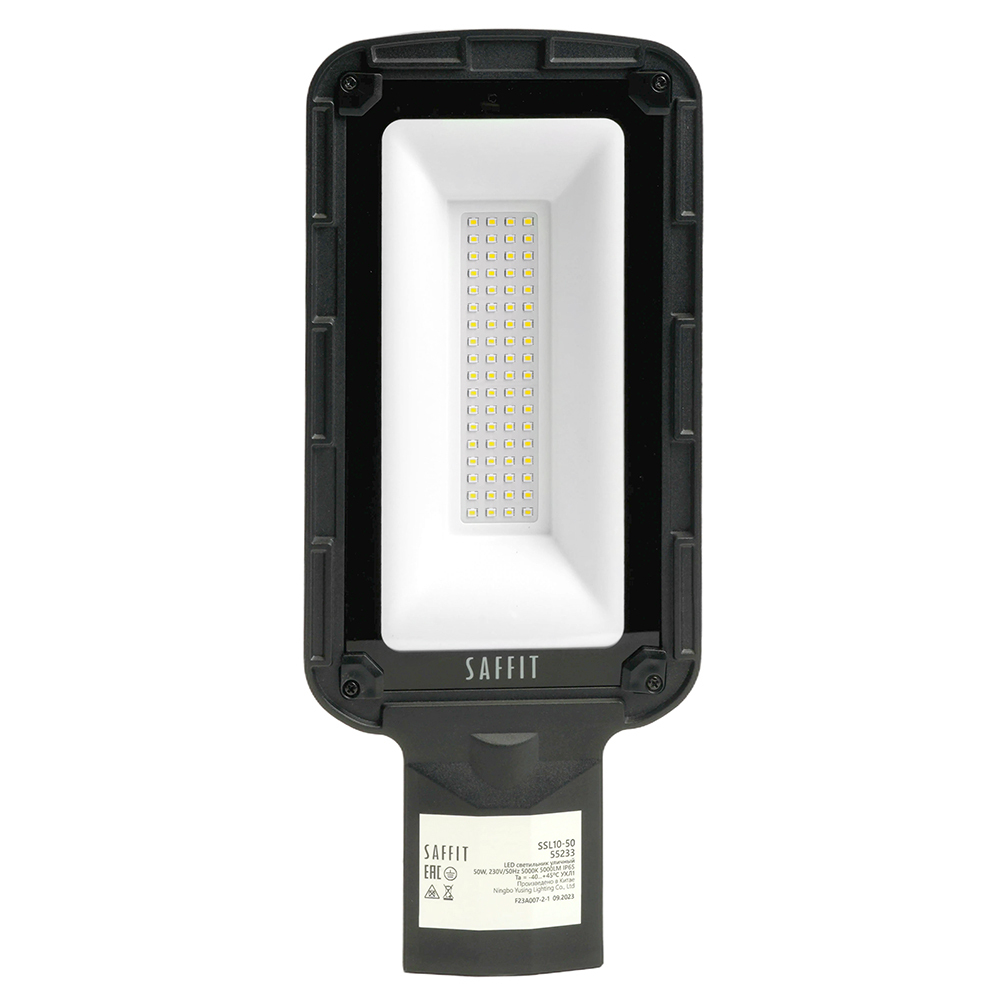 Светодиодный уличный консольный светильник SAFFIT SSL10-50 50W 5000K 230V, черный 55233