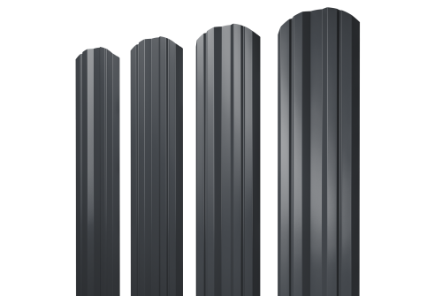 Штакетник Twin фигурный 0,5 PurPro RAL 7024 мокрый асфальт