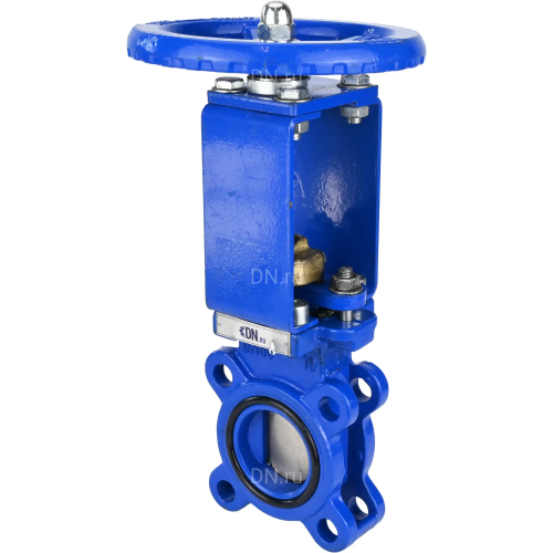 Задвижка шиберная DN.ru GVKN1331E-2W-Fb-S Ду100 Ру16 двусторонняя, межфланцевая, шпиндель - невыдвижной, корпус - чугун GGG40, шибер - нержавеющая сталь 304, уплотнение - EPDM, управление - штурвал, WENZ