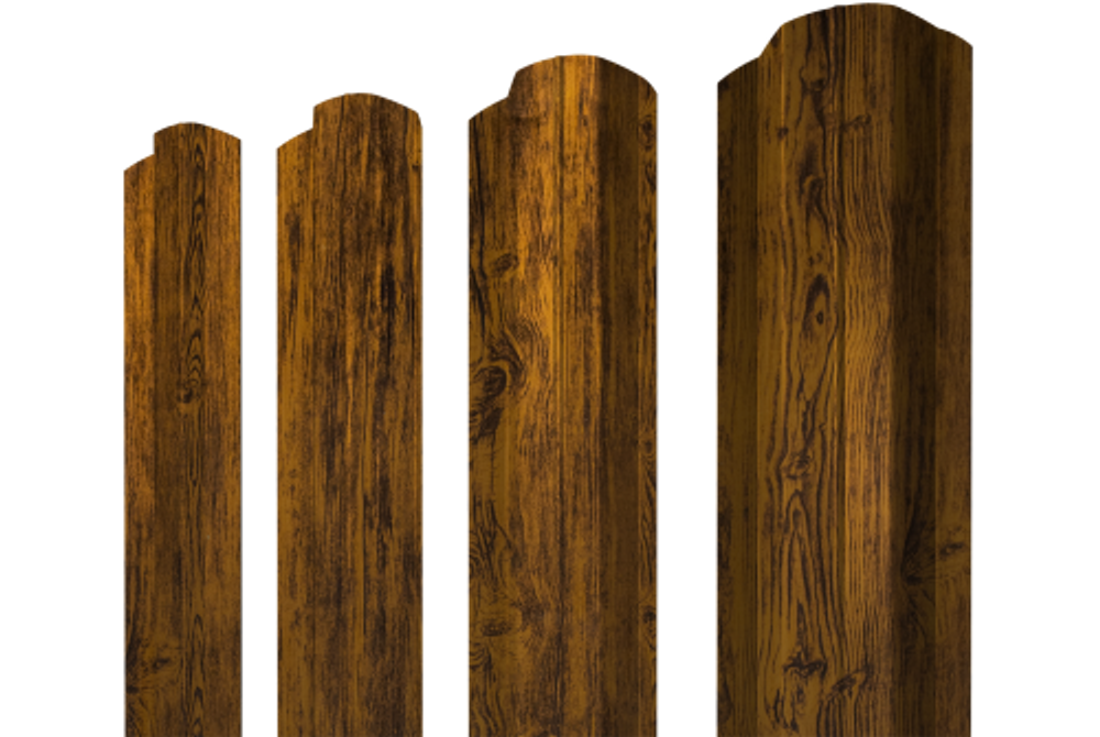 Штакетник М-образный B фигурный 0,45 Print-Double Premium Golden Wood Fresh