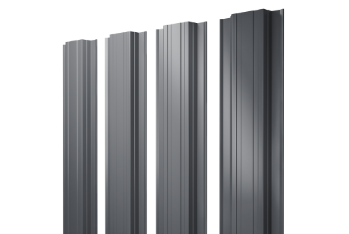 Штакетник Прямоугольный с прямым резом 0,5 GreenCoat Pural BT, matt RR 23 темно-серый (RAL 7024 мокрый асфальт)