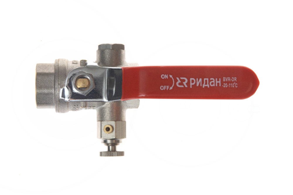 Ридан BVR-DR 065B8317R — Кран шаровой PN40 DN20 с внутренней резьбой и спускным элементом; Т от -20 ℃ ...+110 ℃; материал корпуса латунь CW602N